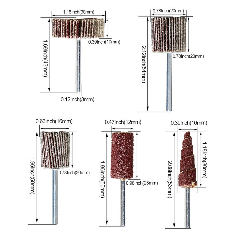 FPPO 40 PCS Abrasive Flap Wheel Sander,80 Grit 3mm Shank Diameter Cone Shape Abrasive Sandpaper Flap Sanding Wheel Grinding Head for Rotary Tool - Image 3
